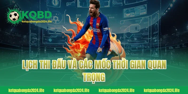 Lịch thi đấu và các mốc thời gian quan trọng